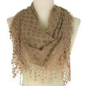 Dbpashmina New Fashion Triangle Lace Scarf Khaki Color